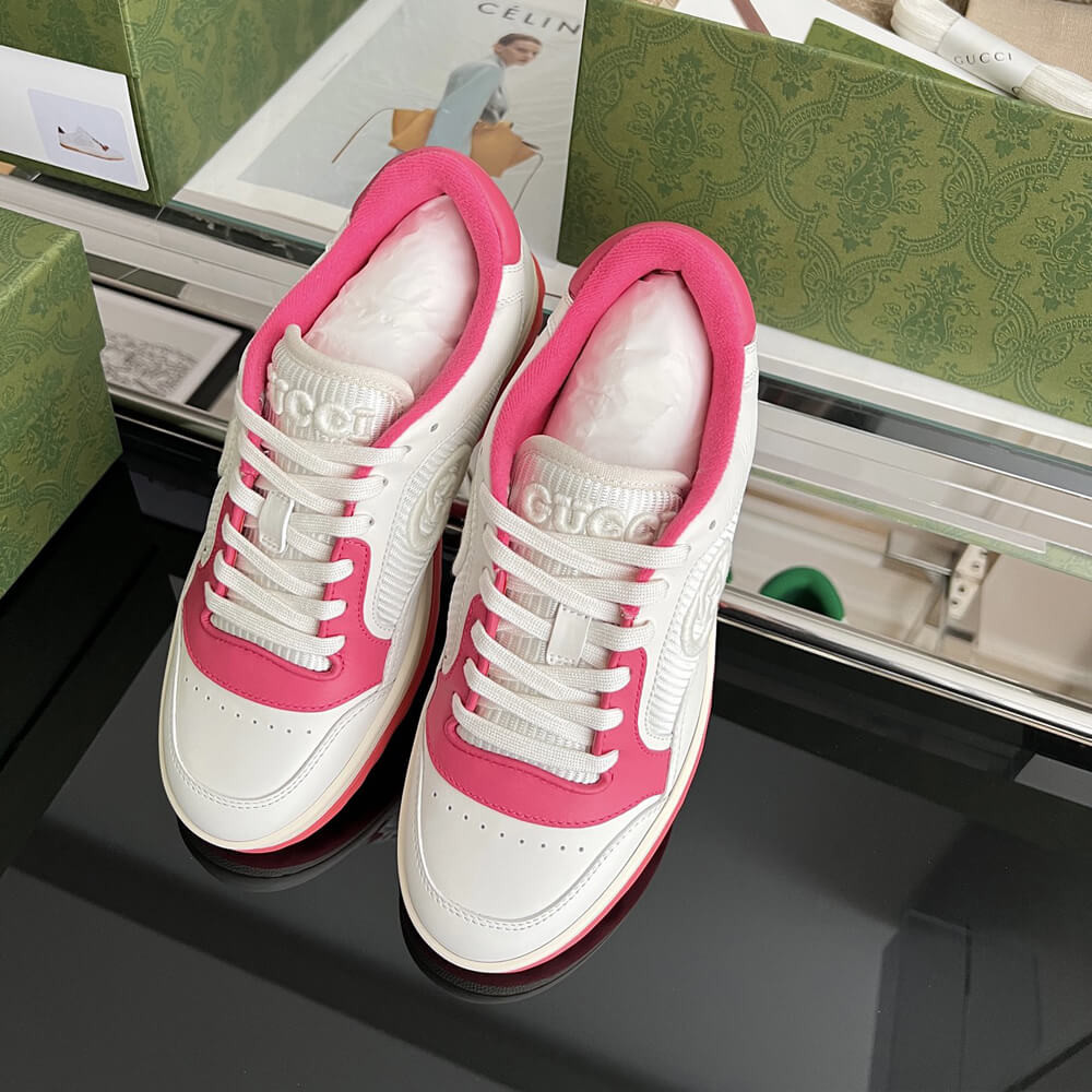 Gucci MAC80 Interlocking G Leather Sneakers Pink/White 749909