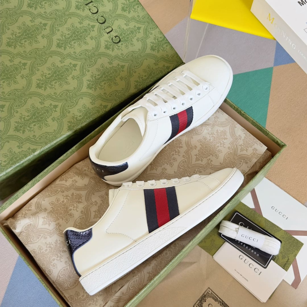 Gucci Ace Sneaker With Web White Blue Red