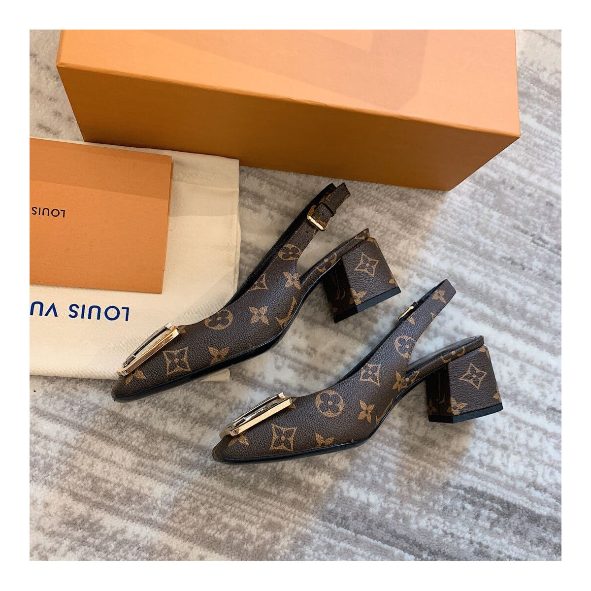 Louis Vuitton 5.5cm Monogram Madeleine Slingback Pump 1A646Z