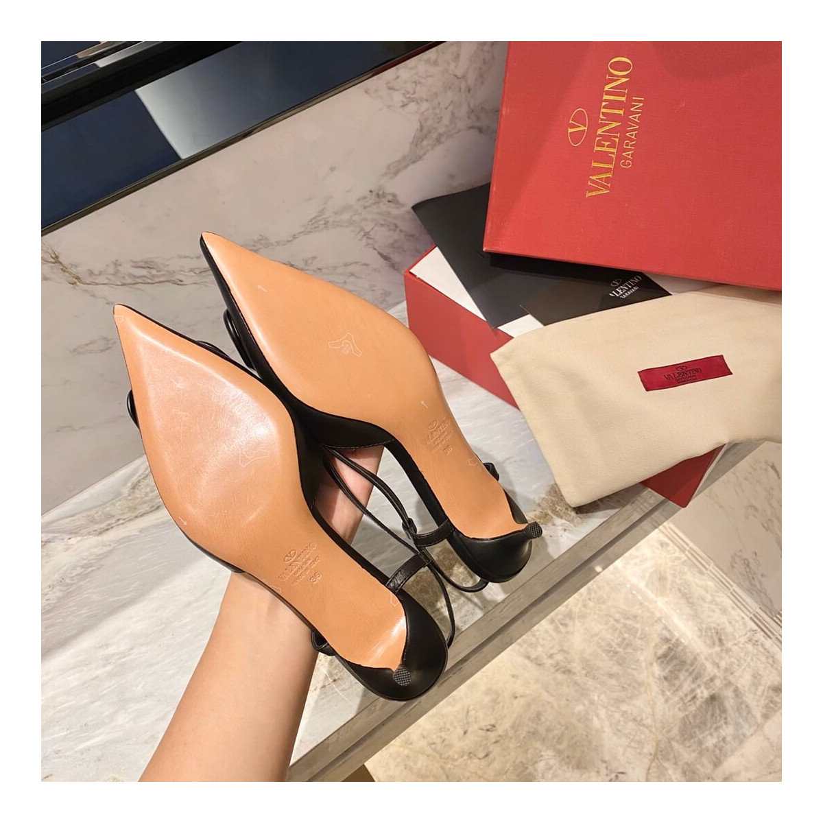 Valentino Garavani Vlogo Calfskin Slingback Pump 50mm SW2S0Q71