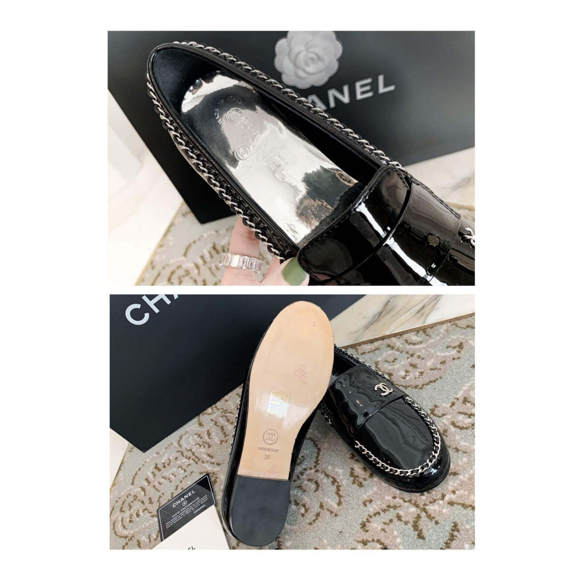 Chanel Patent Leather Chain Loafers G35631