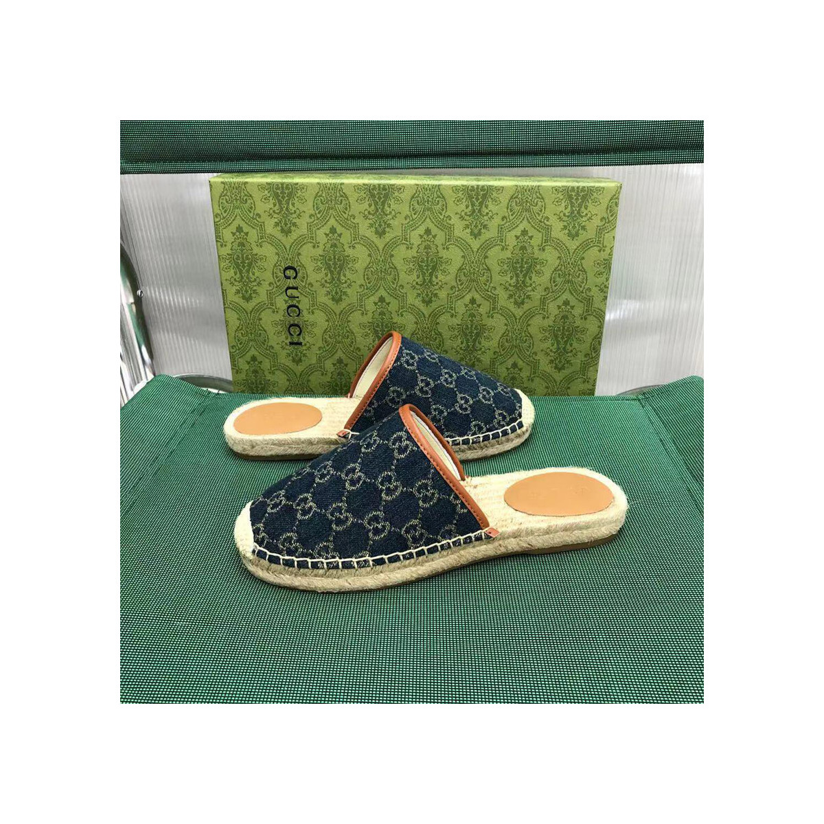 Gucci Jacquard GG Denim Slipper