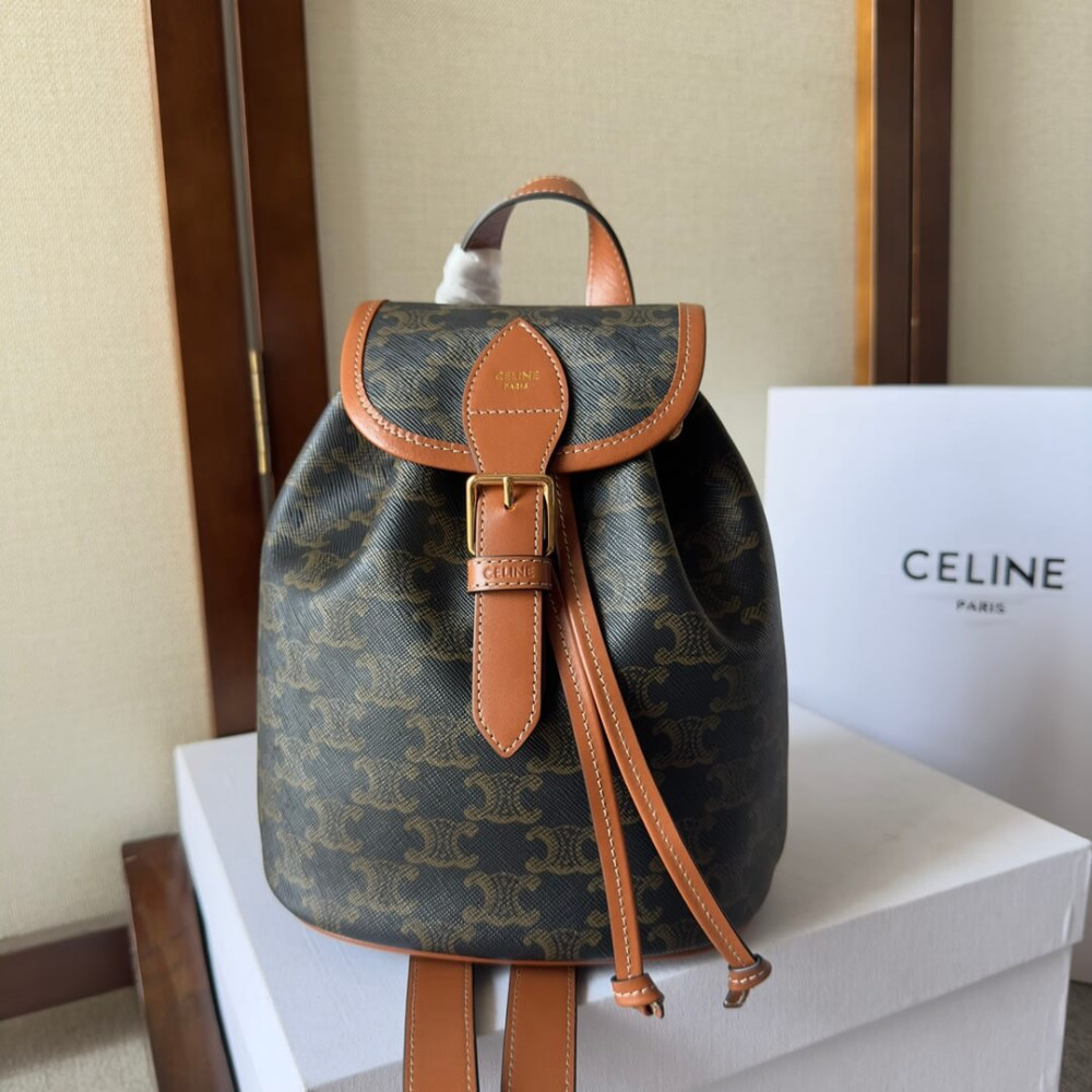 Celine Mini Backpack Folco In Triomphe Canvas And Calfskin 197662