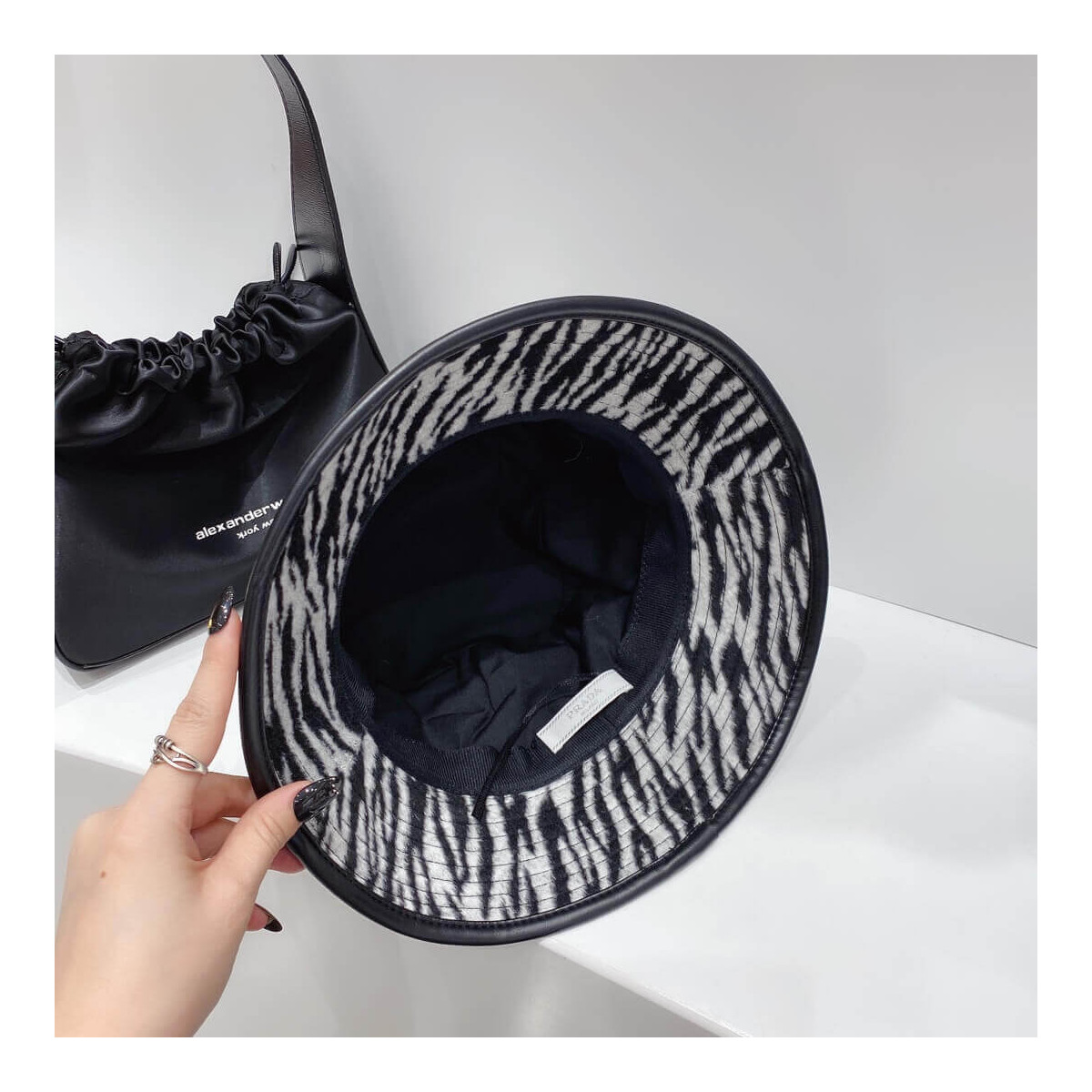 Prada Wool Bucket Hat In Zebra Print 2HC138