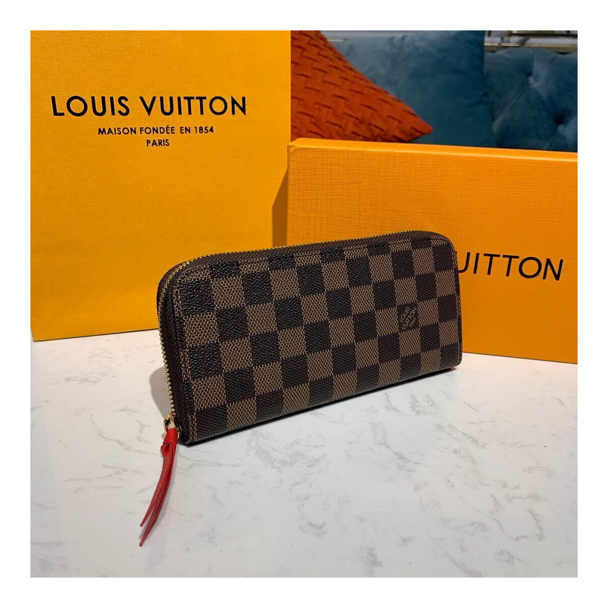 Louis Vuitton Damier Ebene Clemence Wallet N60534 N41626