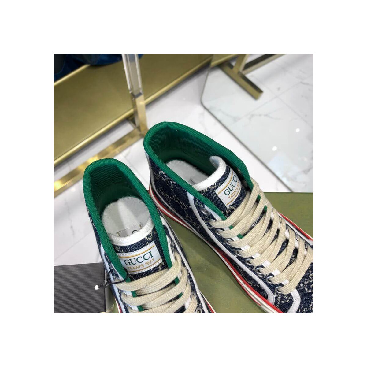 Gucci Tennis 1977 Blue Denim High-Top Sneaker 627838