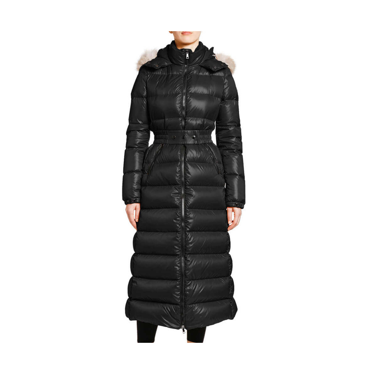 Moncler Hudson Long Puffer Coat w/ Fur Hood F209