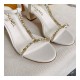 Chanel Open Toe Plain Leather Logo Heeled Sandals G36122