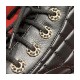 Chanel Black Quilted Gold CC Logo Chain Combat Lace Up Boots G36424