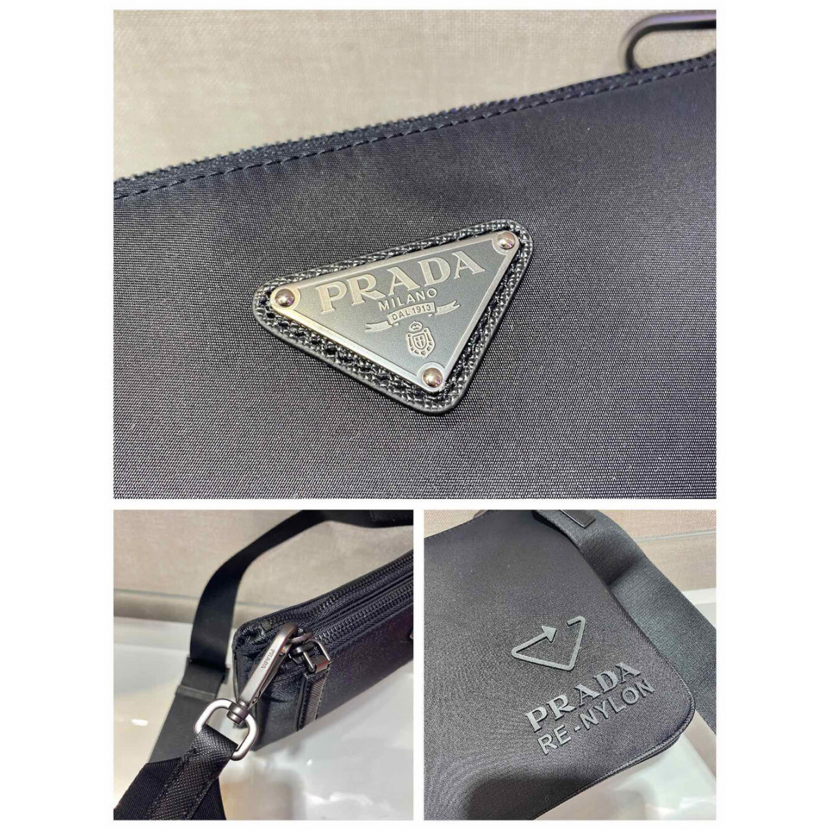 Prada Re-Nylon and Saffiano Leather Shoulder Bag 2VH120