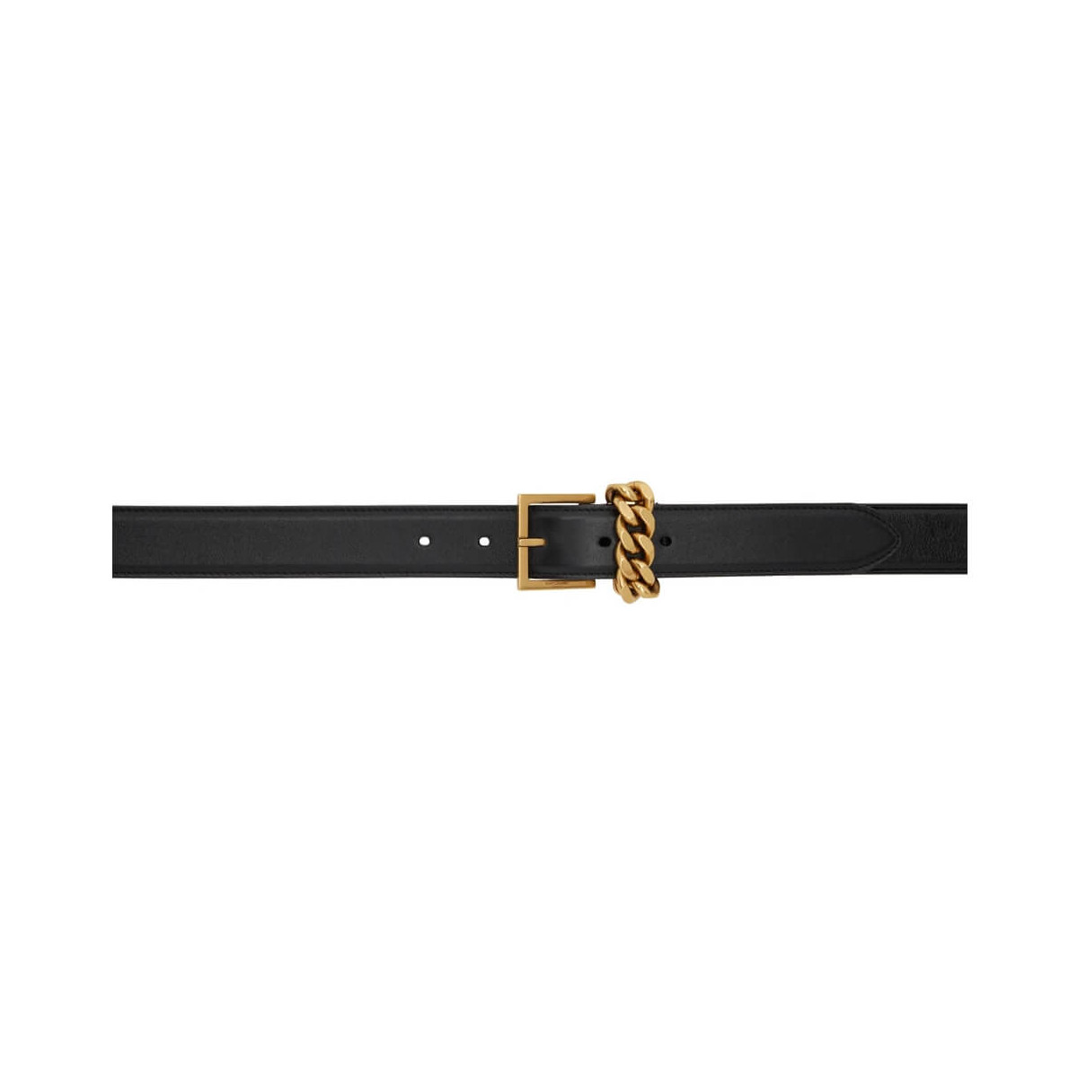 Saint Laurent Chain-Loop Narrow Belt With Square Buckle In Lacquered Python 640575