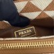 Prada Small Symbole Bag Embroidered Fabric 1BA368 Tobacco/Chalk White