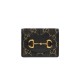 Gucci Horsebit 1955 Jacquard Card Case Wallet 621887 Black