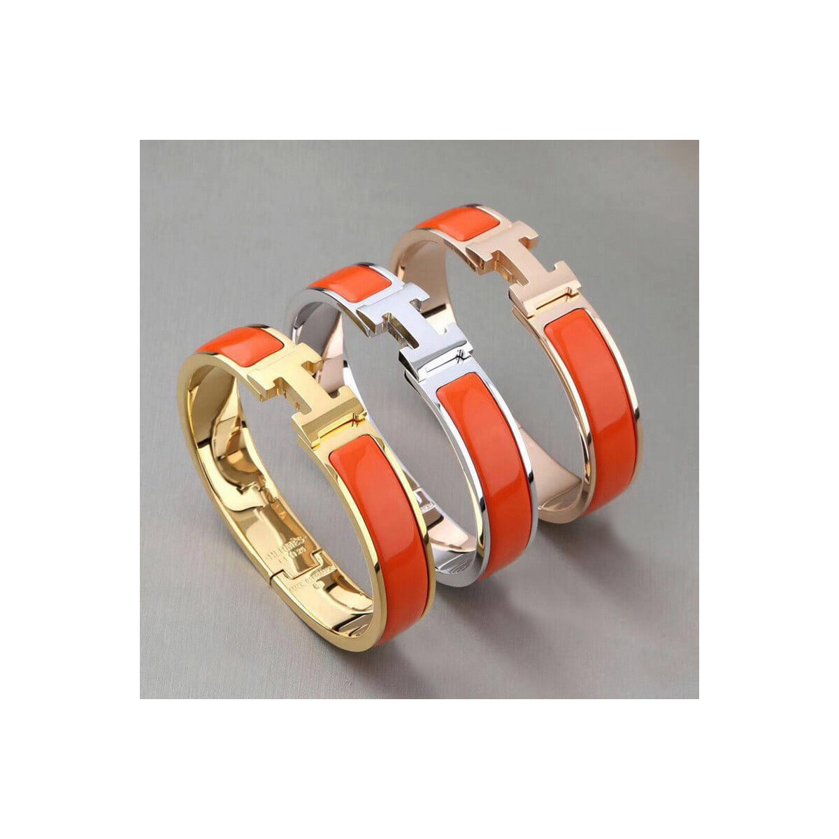 Hermes Narrow Clic H Bracelet In Orange