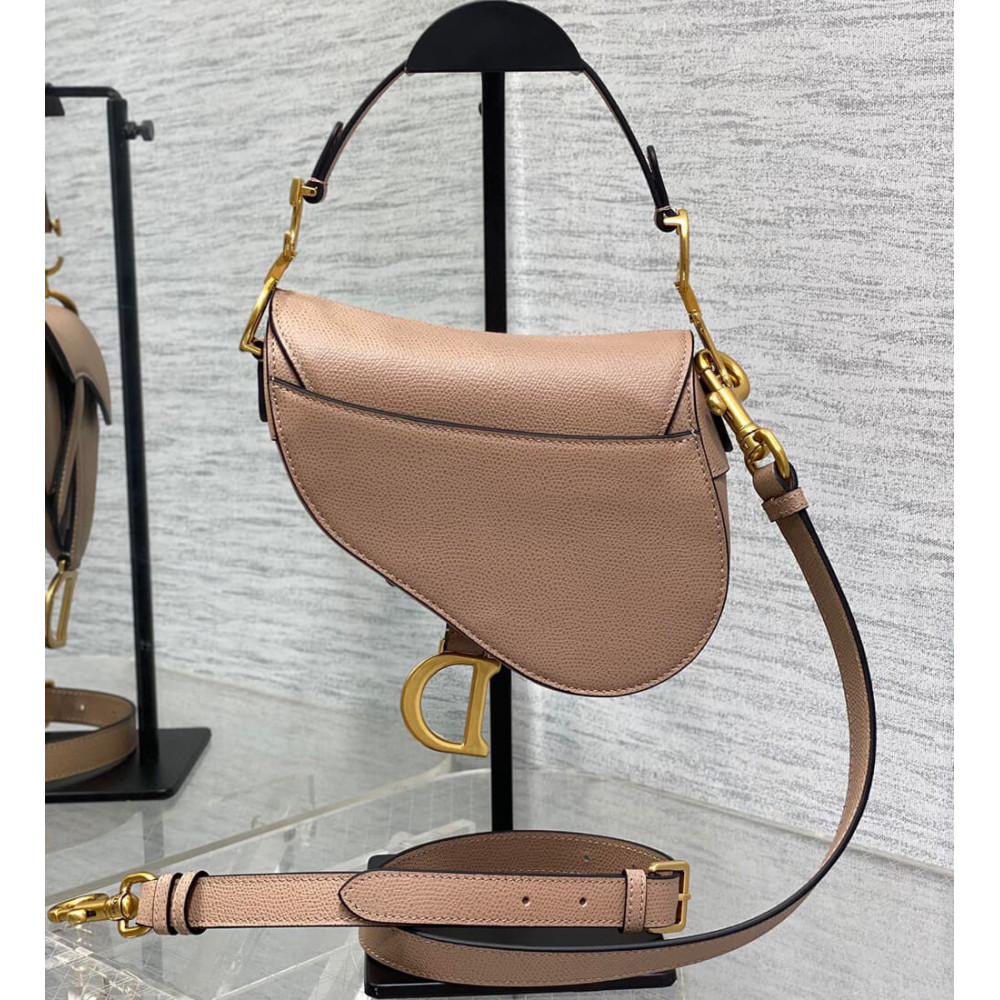 Dior Mini Saddle Bag with Strap Grained Calfskin M0456