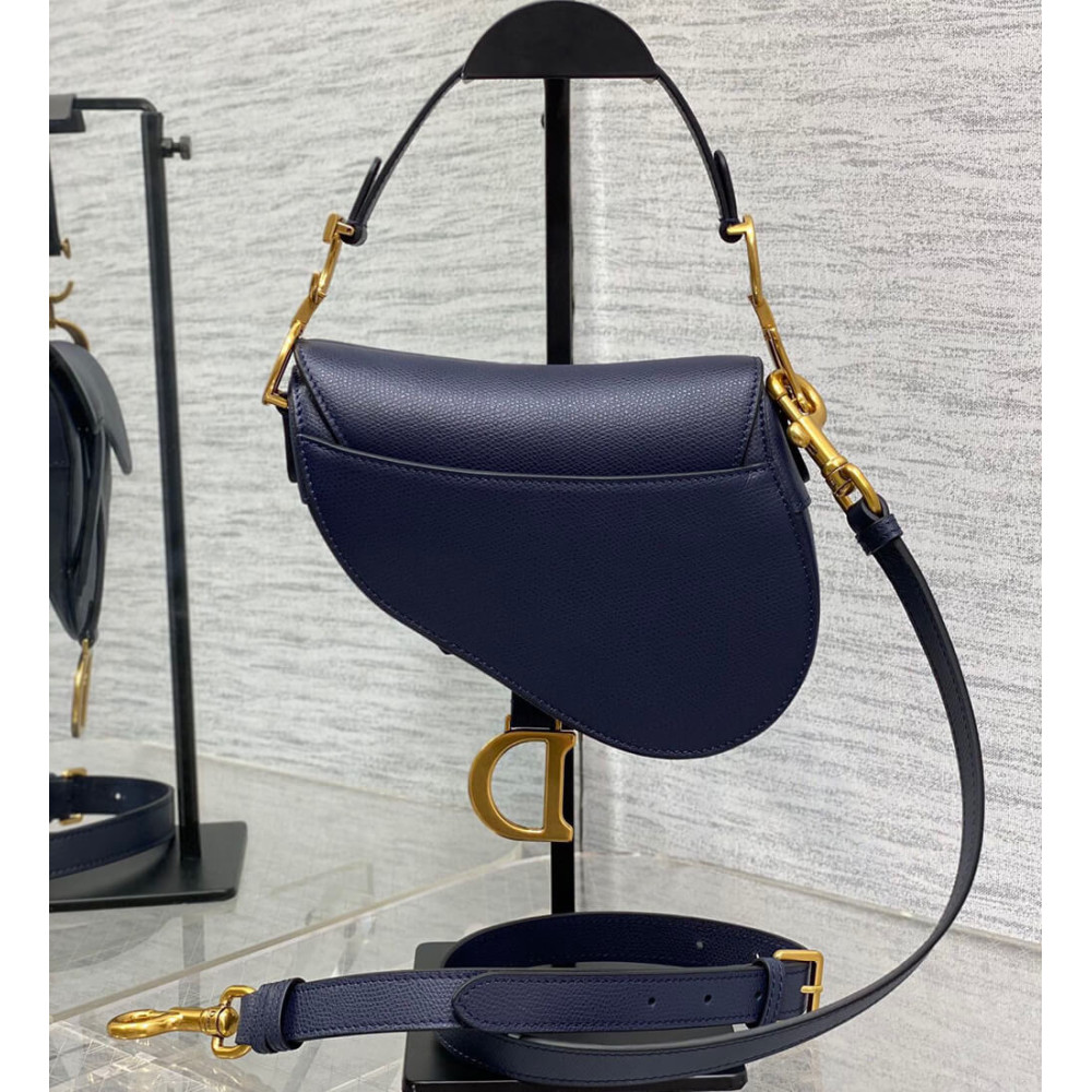 Dior Mini Saddle Bag with Strap Grained Calfskin M0456