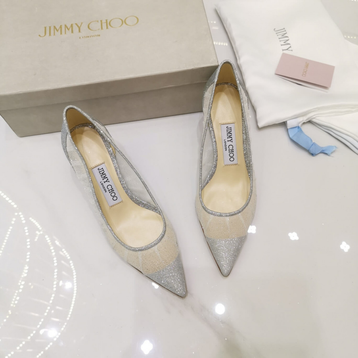 Jimmy Choo 6.5cm Glitter Tulle Stiletto Pumps 513800