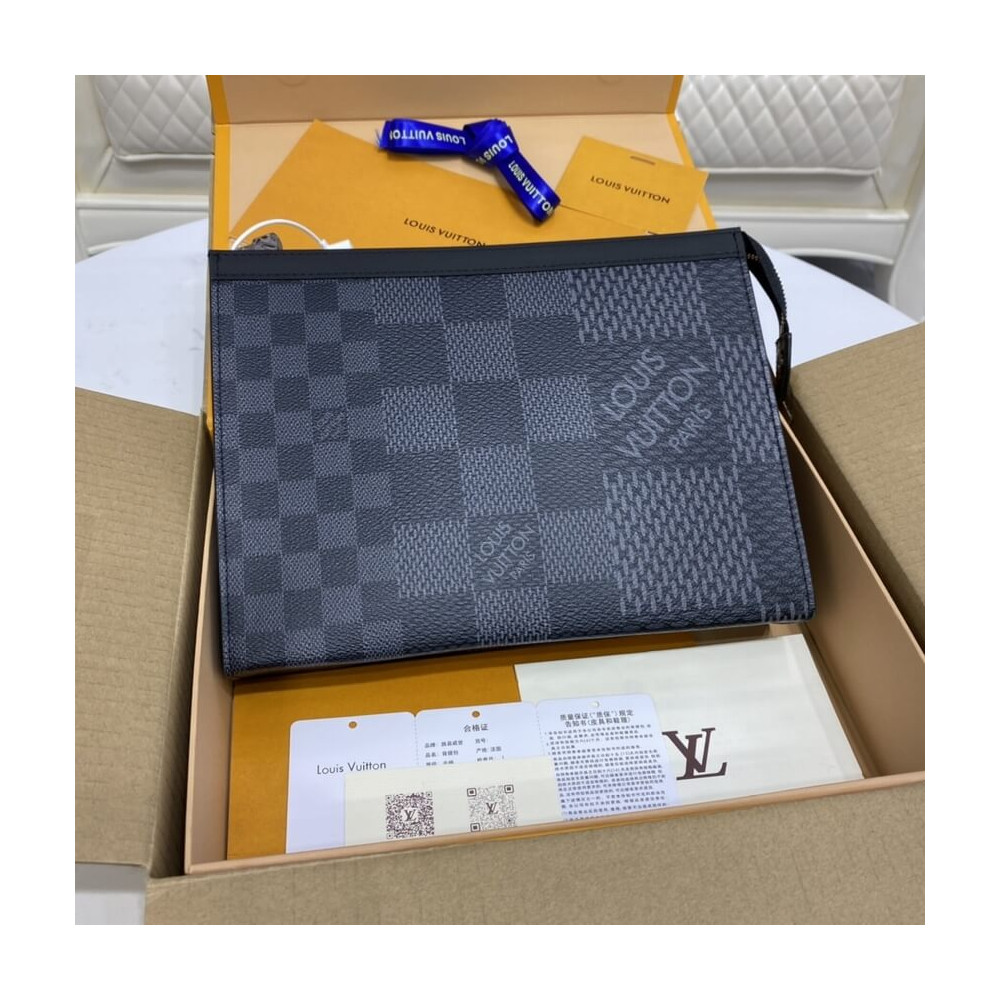 Louis Vuitton Damier Graphite 3D Canvas Pochette Voyage N60443 N60444