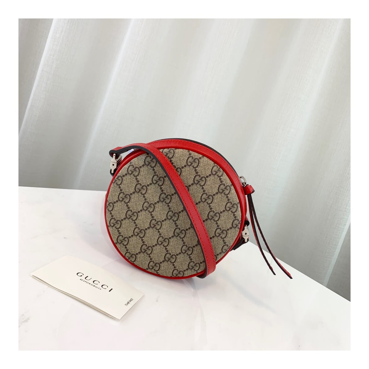 Gucci Children&#039;s Check Bow GG Messenger 478294 Red