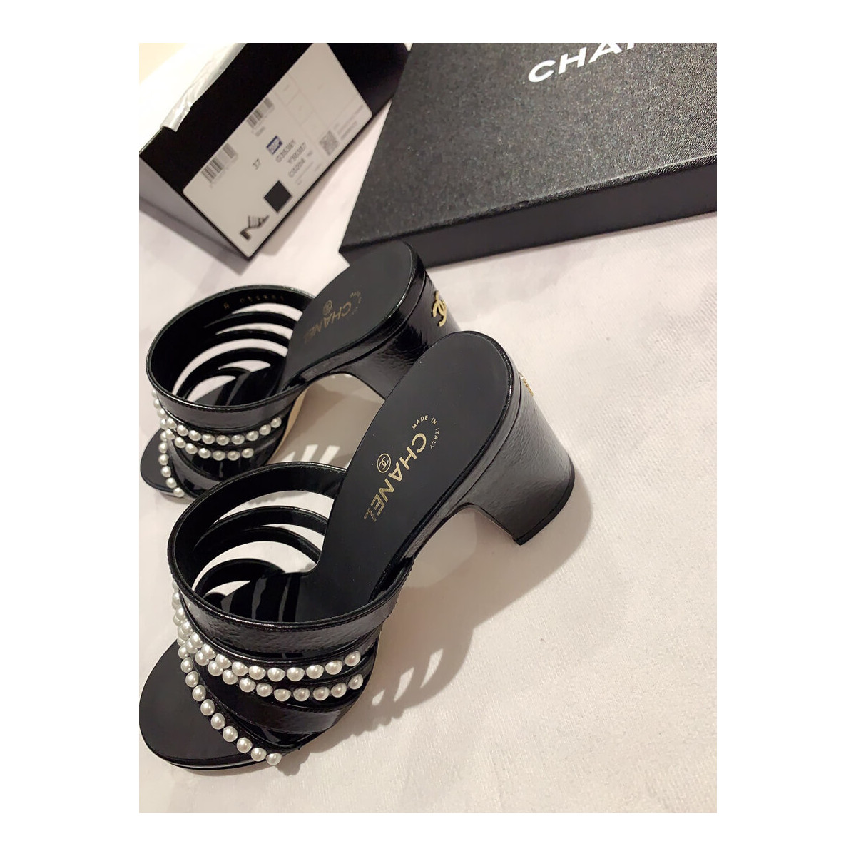 Chanel Laminated Lambskin Mules G35381