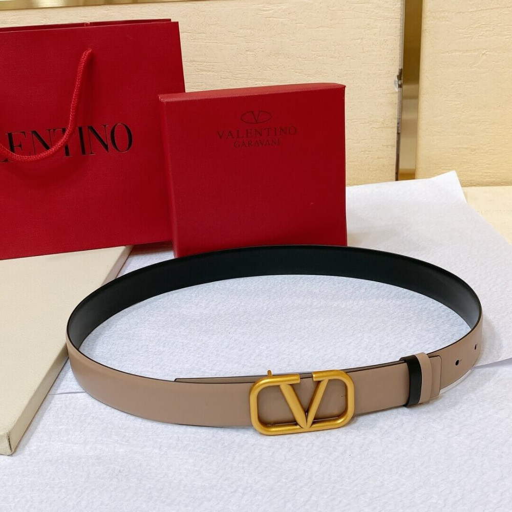 Valentino Reversible Vlogo Signature Belt In Glossy Calfskin 30 mm