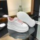 Chanel Grained Calfskin Leather Thick Sole Logo Sneakers G38808 White Light Pink