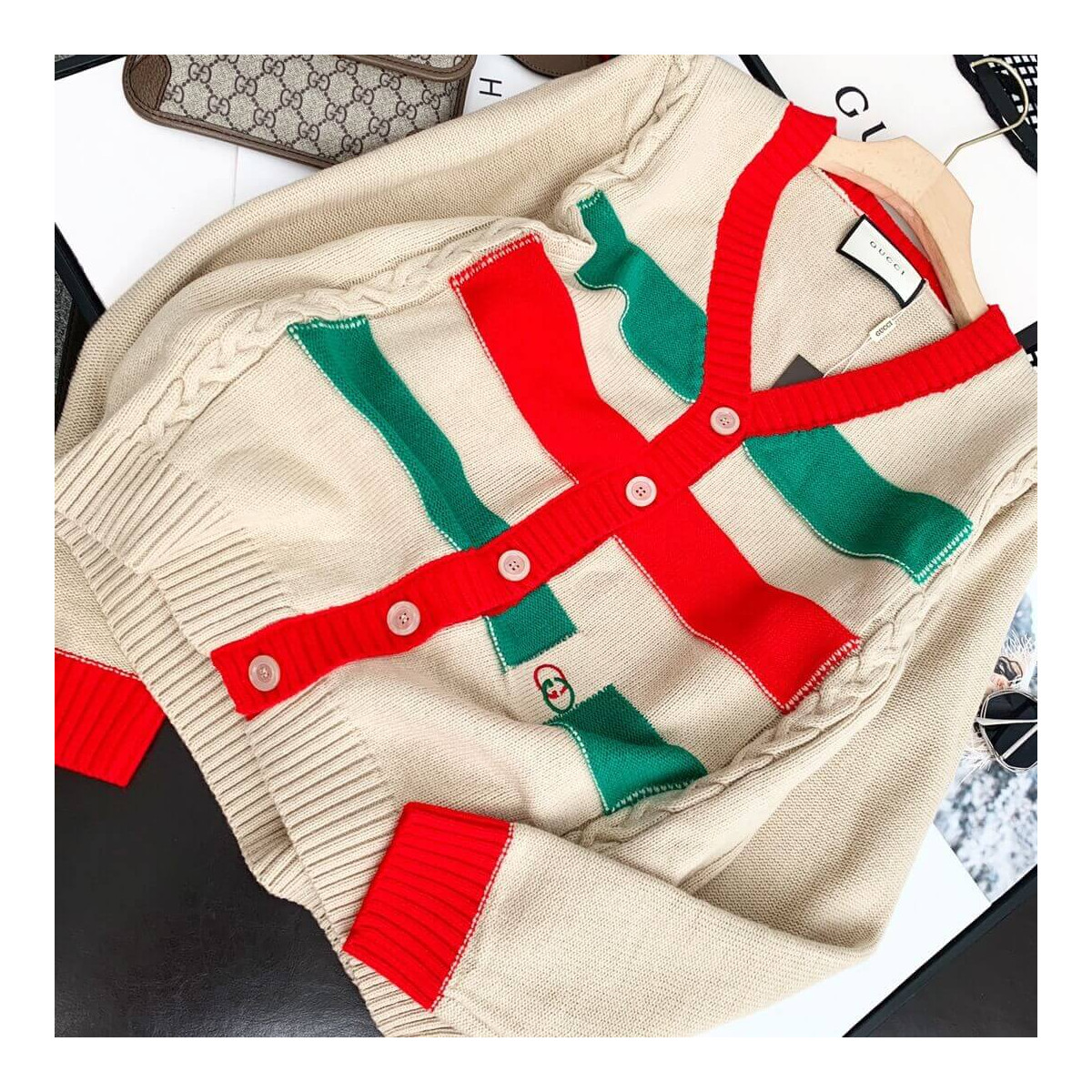 Gucci Ivory Cardigan with Double GG 622699