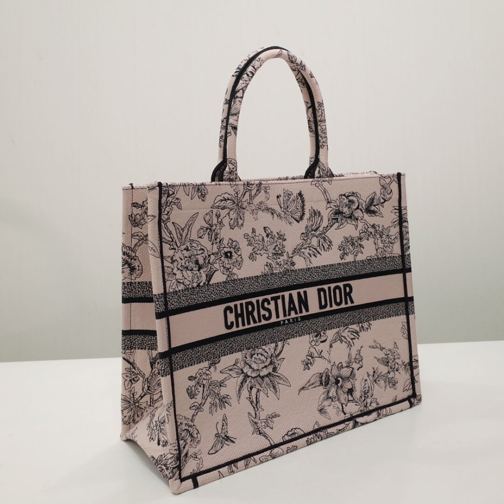 Christian Dior Book Tote Powder Pink Jardin Botanique Embroidery