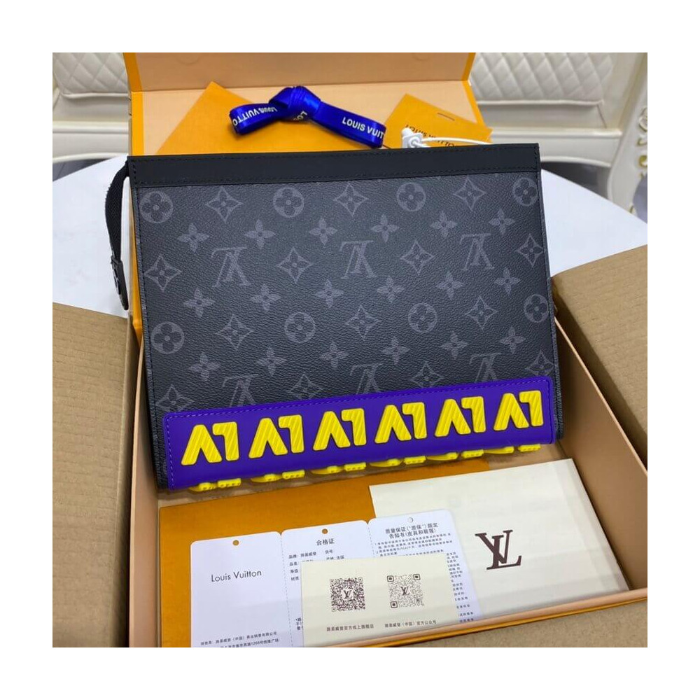 Louis Vuitton Pochette Voyage MM Monogram Eclipse LV Rubber M80792