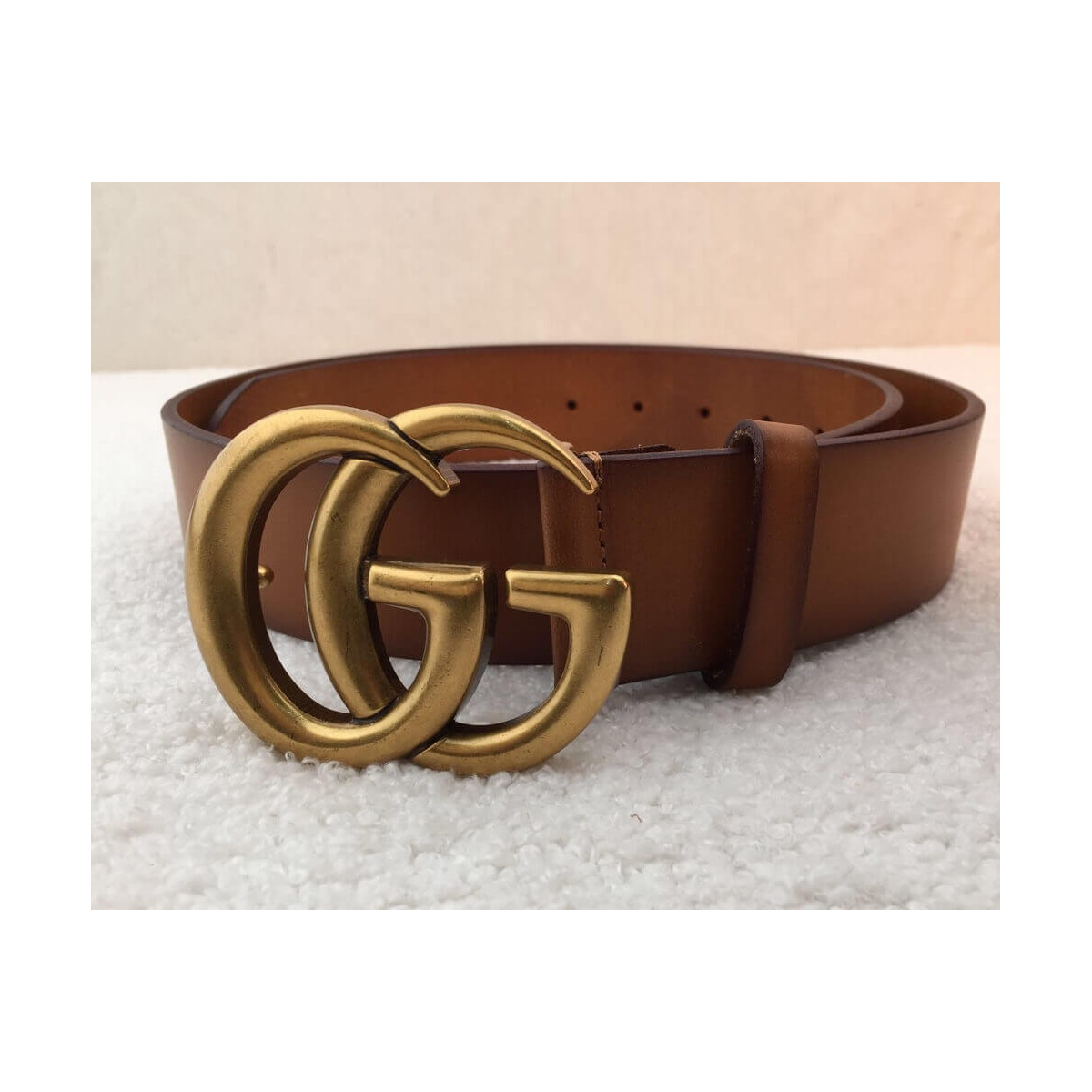 Gucci Leather Belt 40mm With Double G Brass Buckle 406831