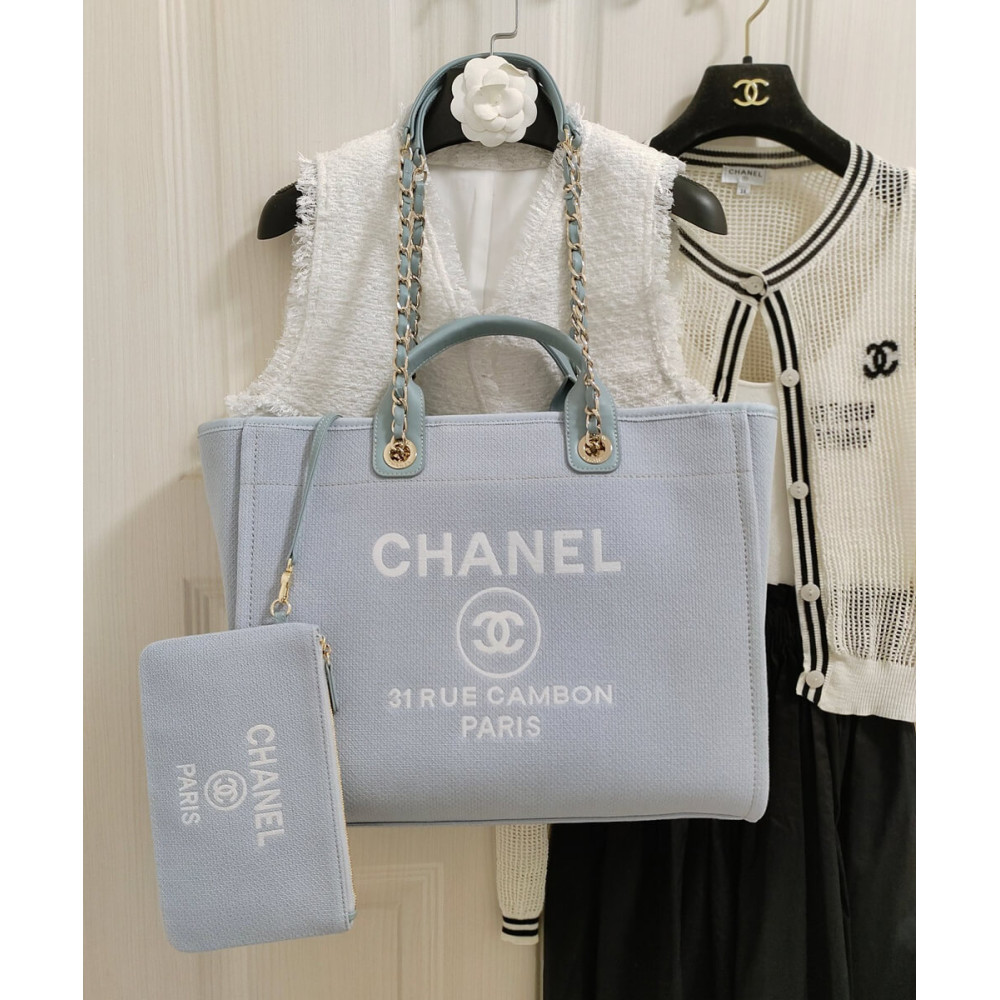 Chanel Deauville Shopping Bag in Mixed Fibers AS3351 Grey