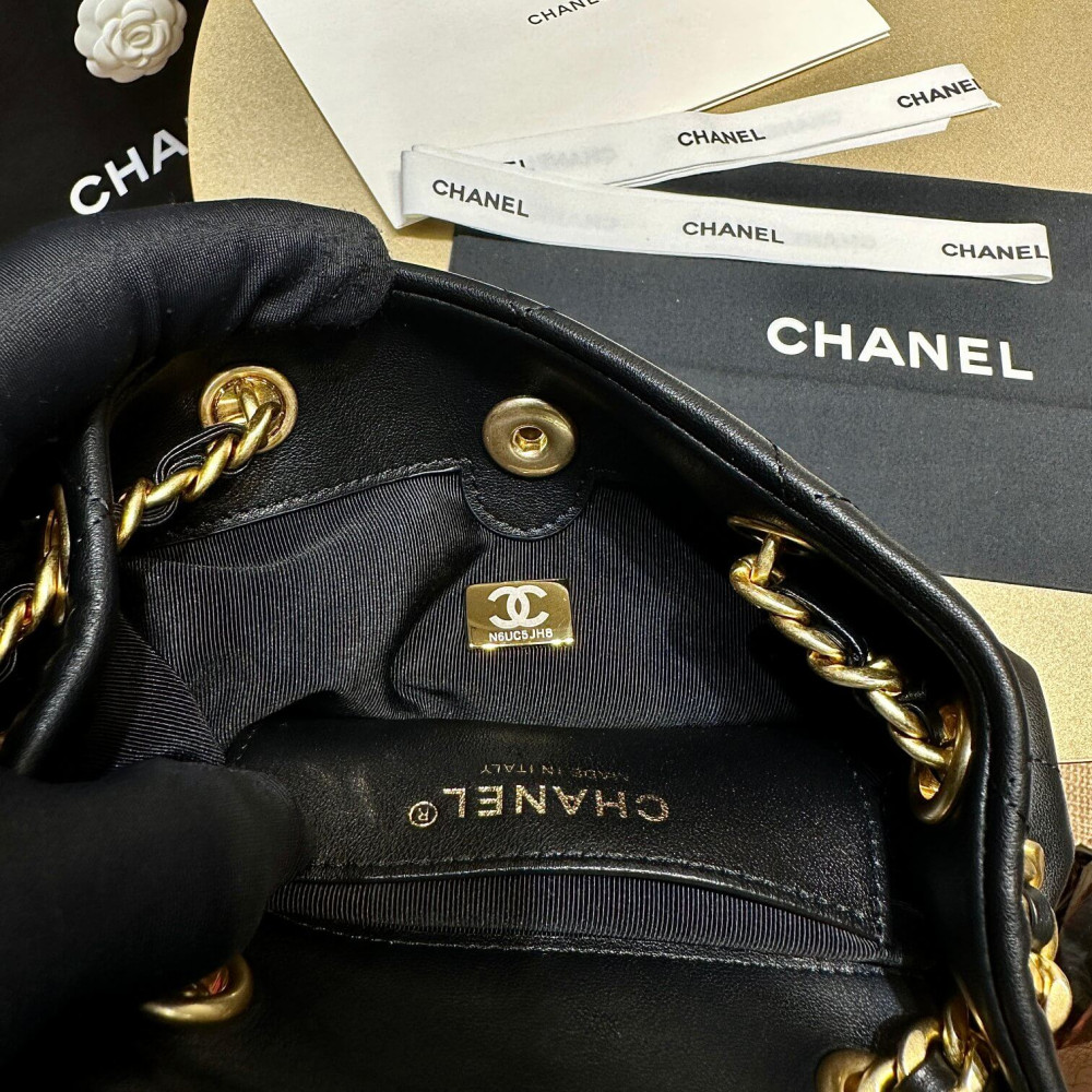 Chanel Small Backpack in Black Calfskin AS4275