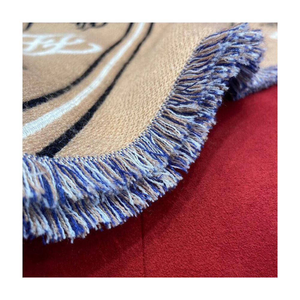 Fendi Wool Scarf In Beige/Blue FXT085