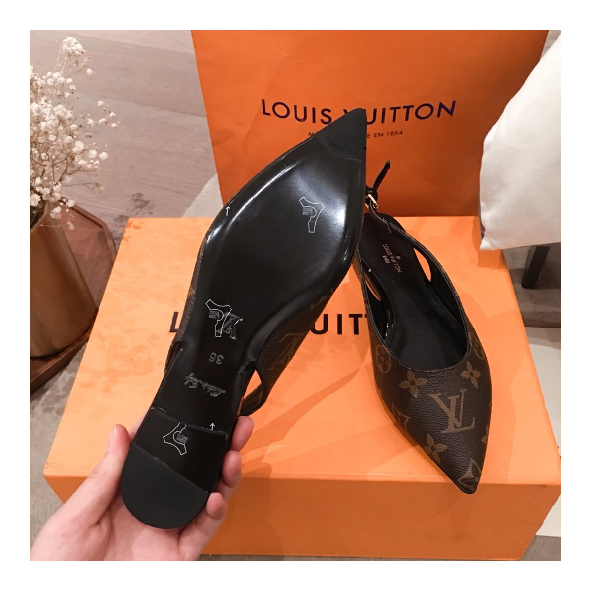 Louis Vuitton Monogram Cherie Slingback Ballerina 1A68AV