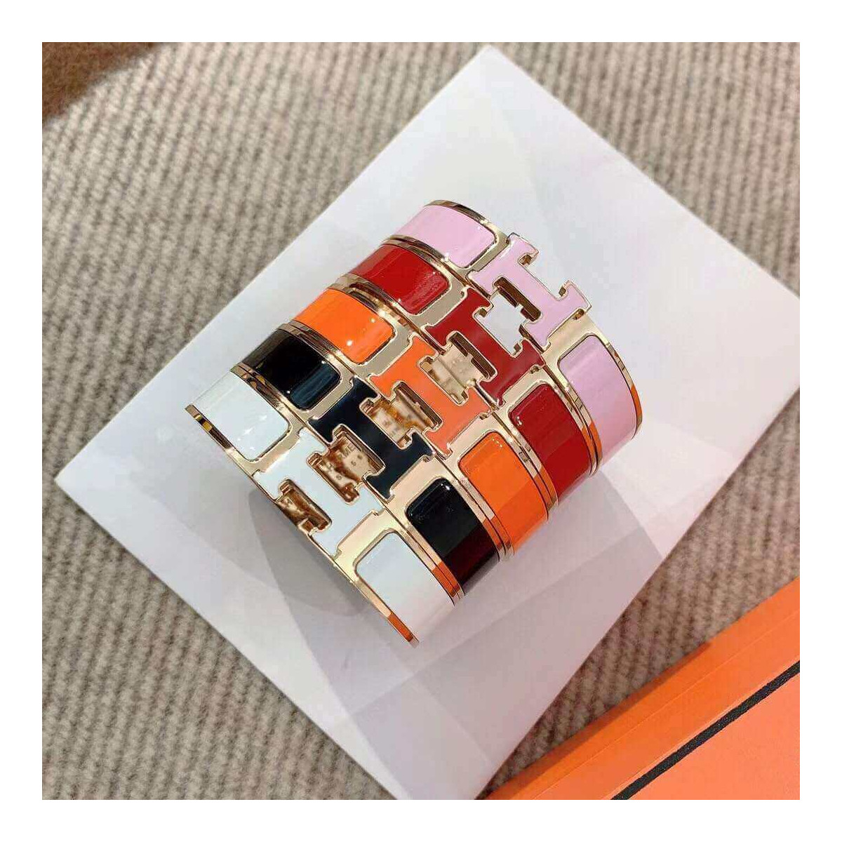 Hermes Narrow Clic Clac H Enamel Bracelet