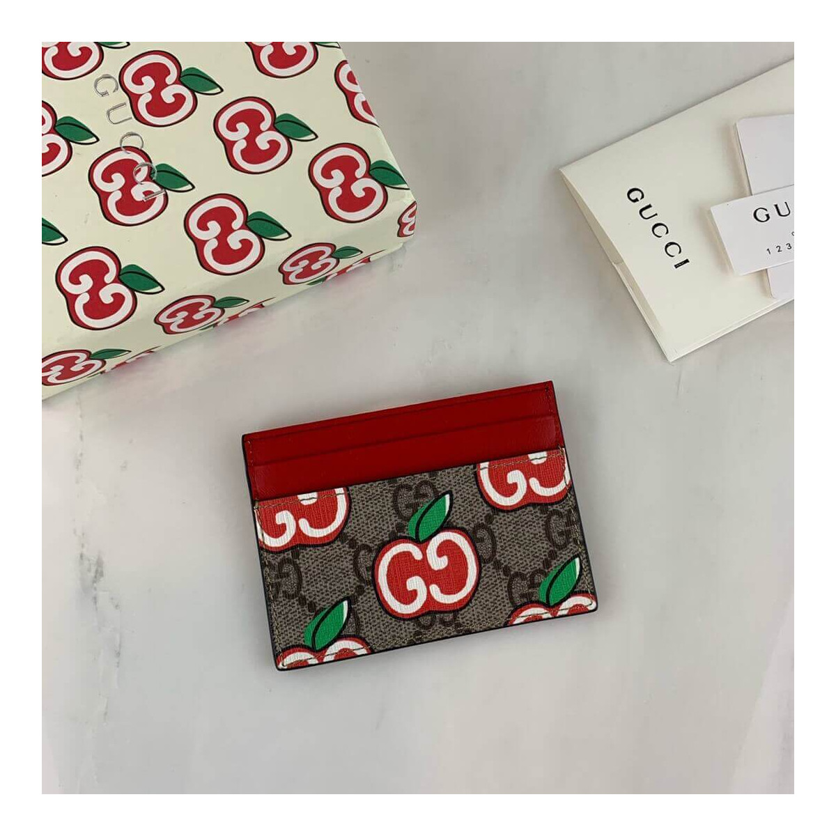 Gucci GG Apple Print Card Case 624898