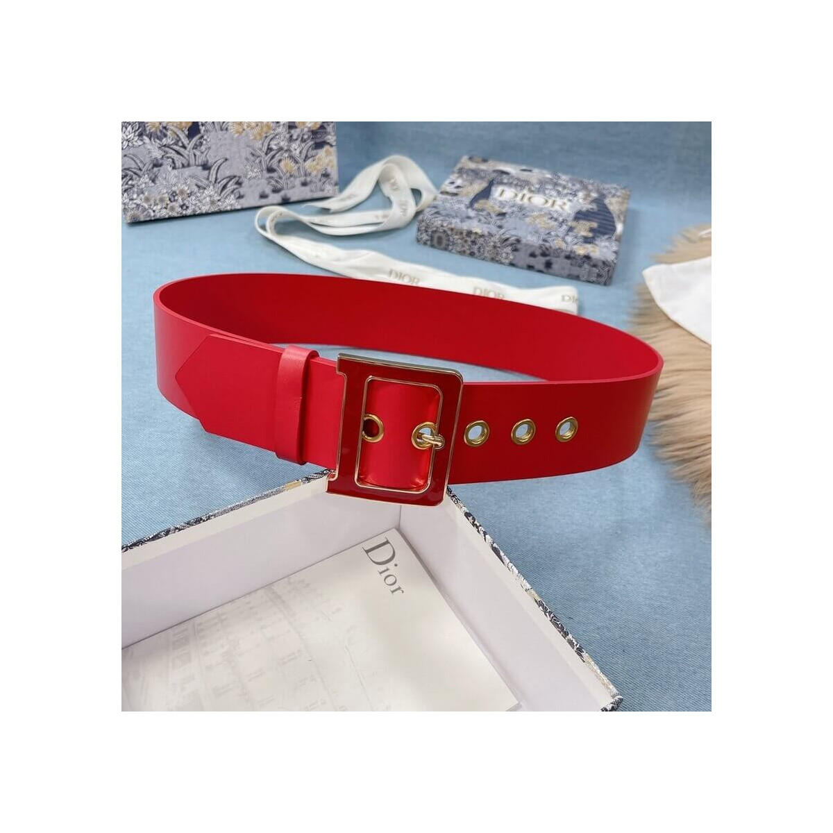 Christian Dior Diorquake 5.0cm Belt Red