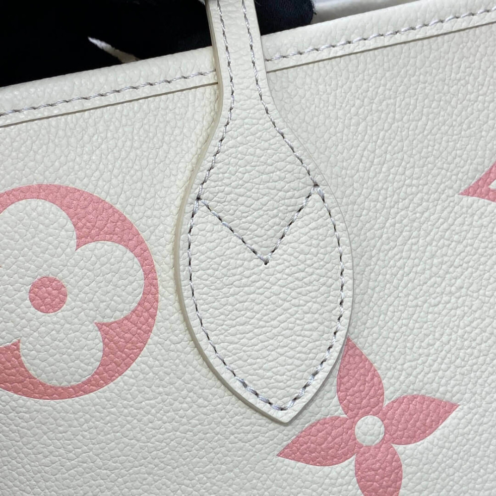 Louis Vuitton Monogram Empreinte Leather Neverfull MM M21579 Creme/Pink