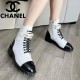 Chanel Quilted Lambskin &amp; Patent Calfskin Lace Up Combat Boots G45005