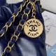 Chanel 22 Small Handbag Shiny Calfskin AS3260 Blue Gold