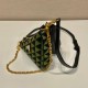 Prada Symbole Leather and Fabric Mini Bag 1BC176 Black/Ivy Green