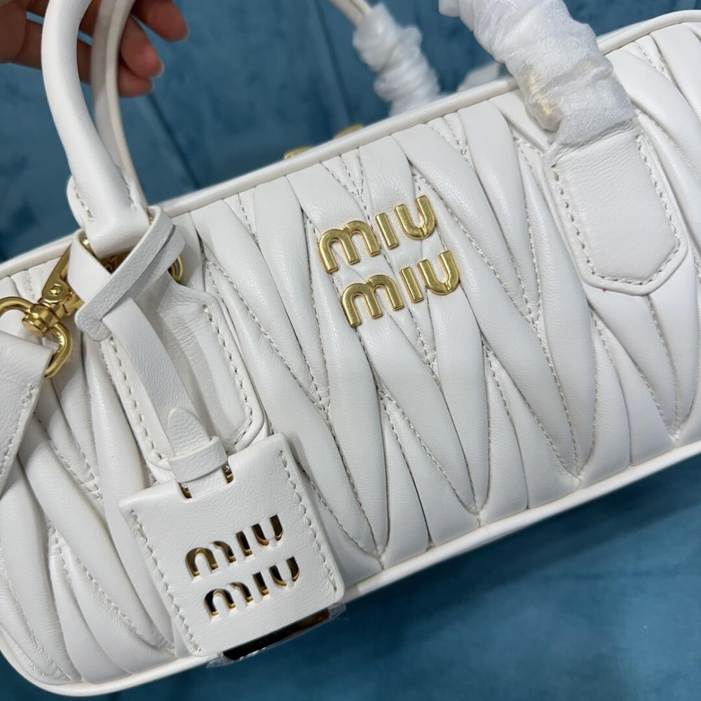 Miu Miu Arcadie Matelasse Nappa Leather Bag 5BB148 White