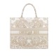 Dior Book Tote Gold-Tone and White Butterfly Around The World Embroidery