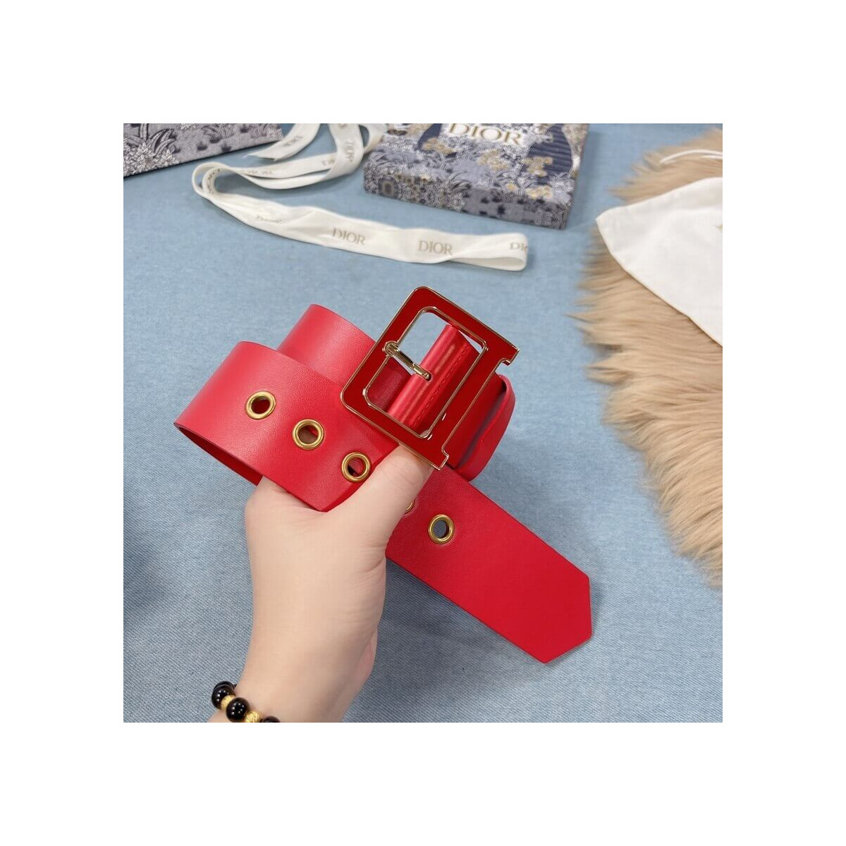 Christian Dior Diorquake 5.0cm Belt Red