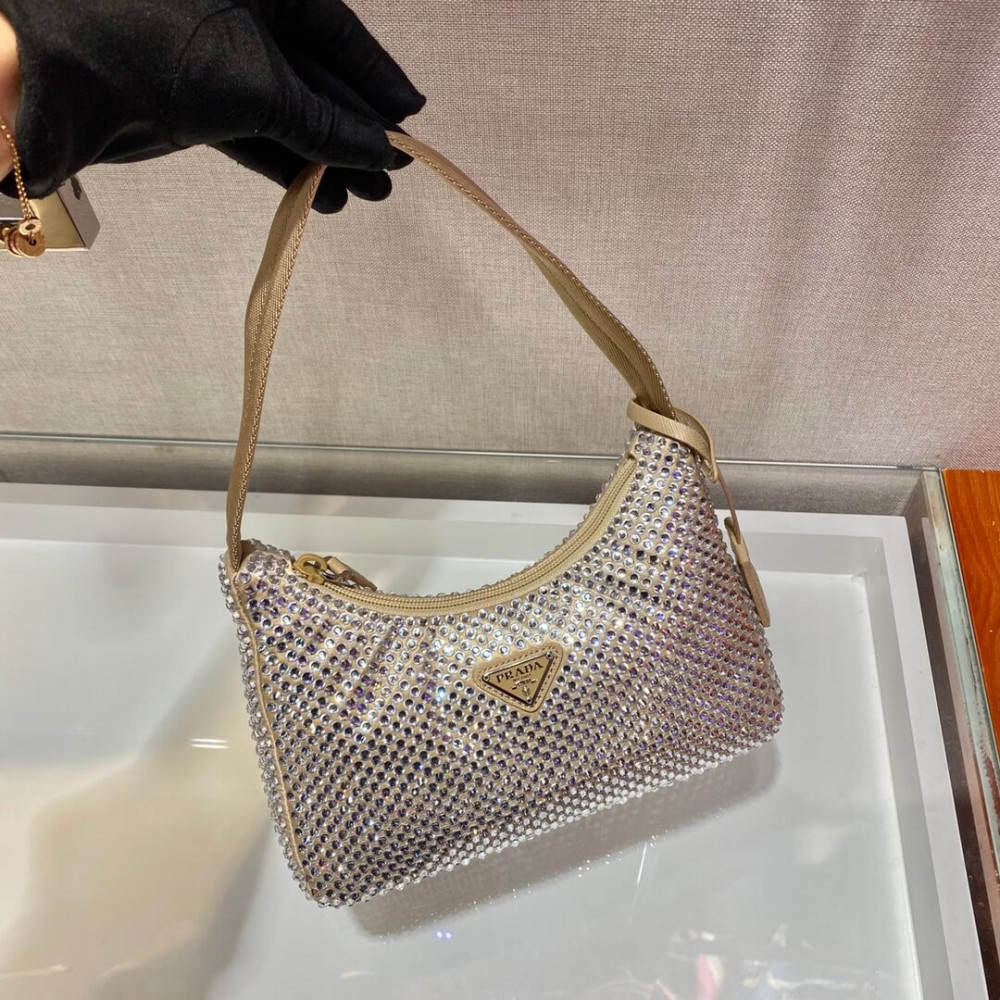 Prada Satin Mini-Bag With Artificial Crystals 1NE515