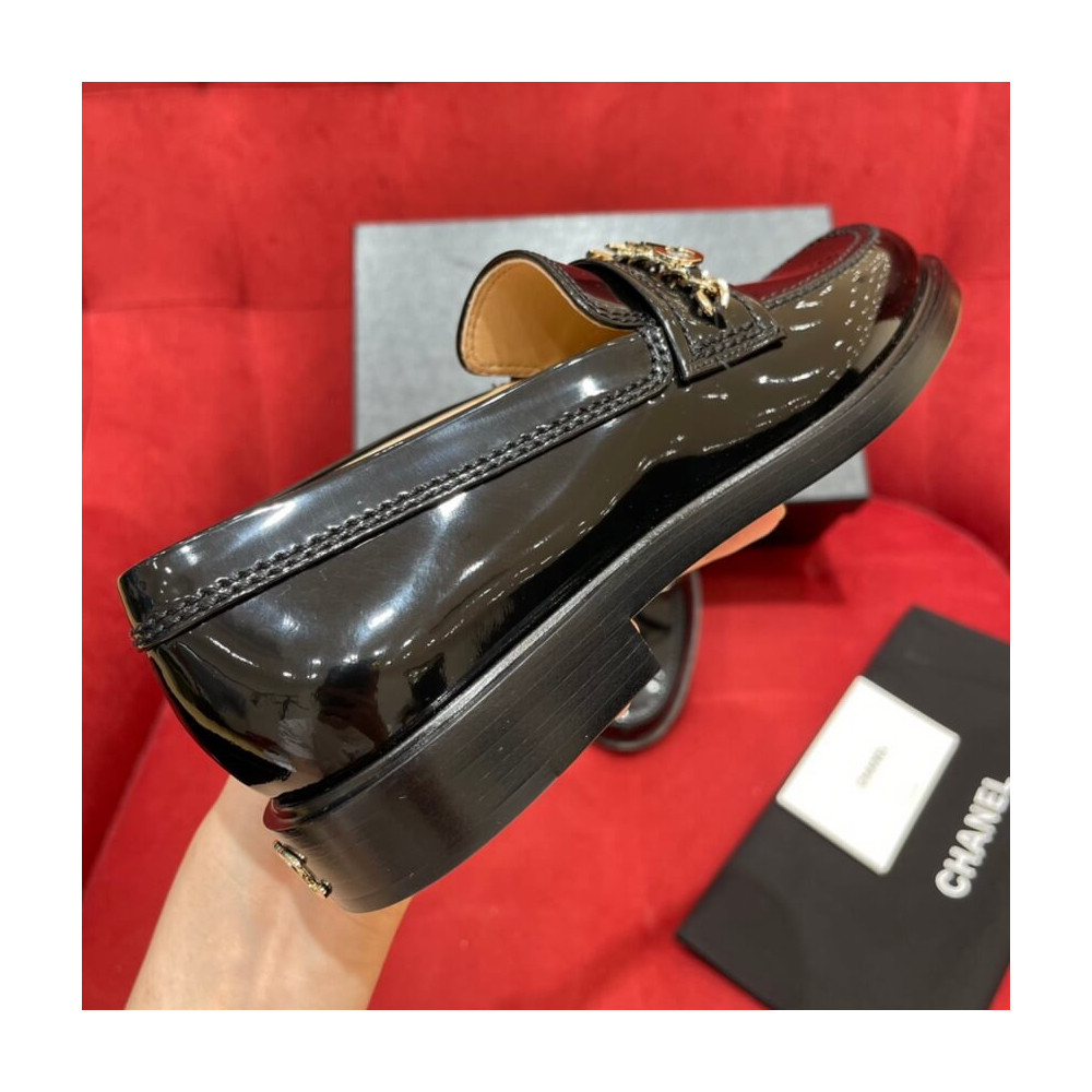 Chanel Patent Calfskin Loafers Black