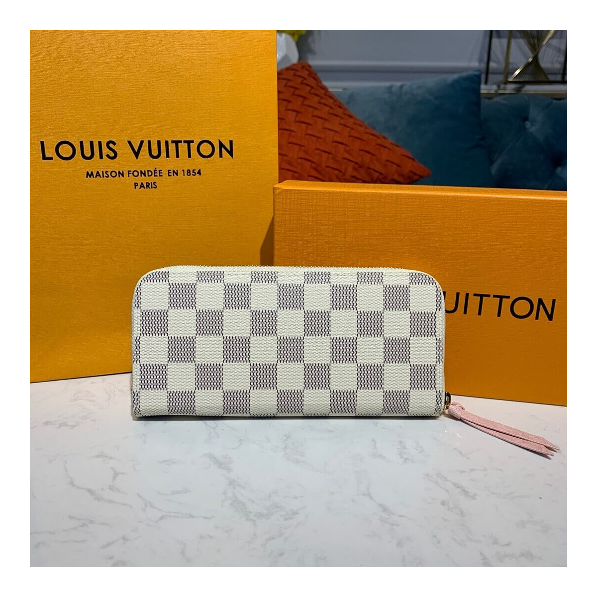 Louis Vuitton Damier Azur Clemence Wallet N61210 N61264