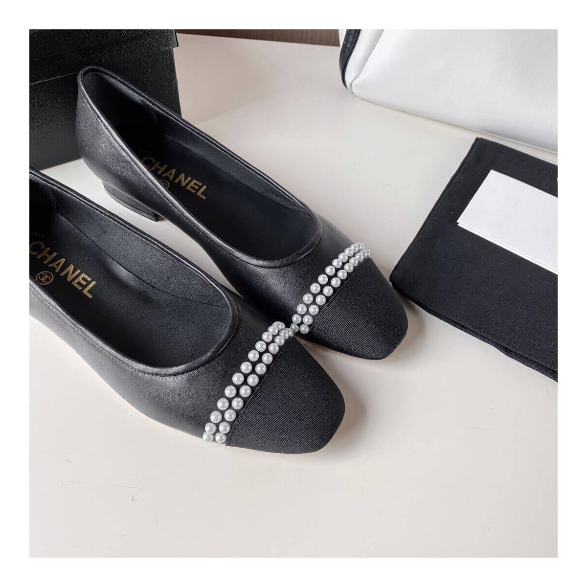 Chanel Pearl Embellished Ballerinas 36126