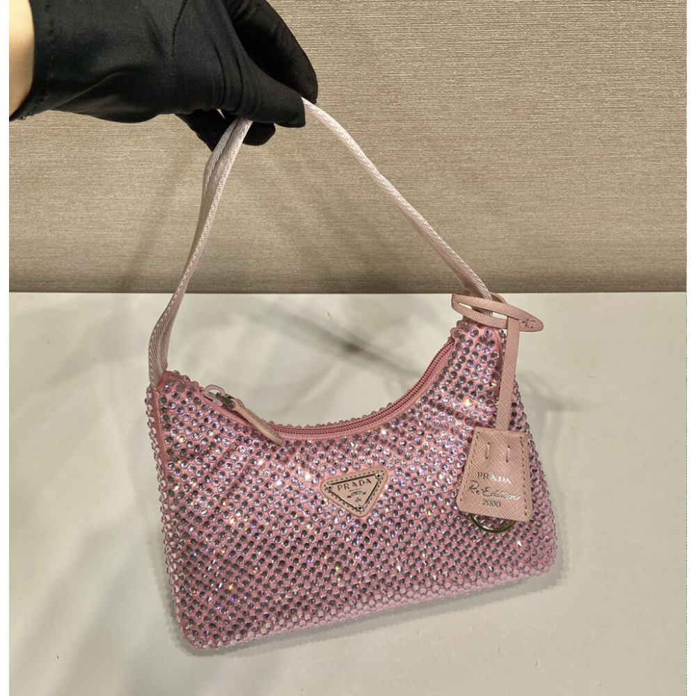 Prada Satin Mini-Bag With Artificial Crystals 1NE515