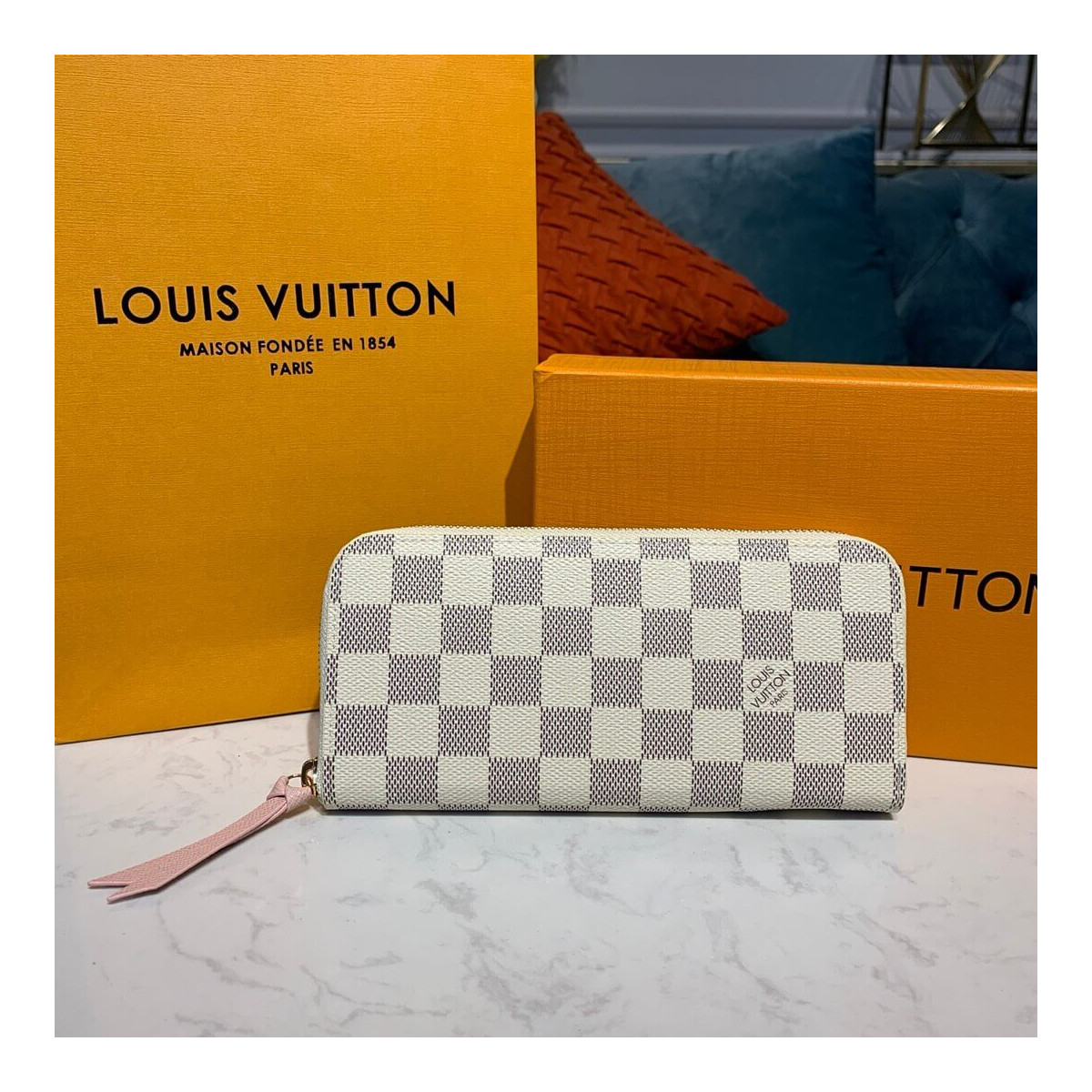 Louis Vuitton Damier Azur Clemence Wallet N61210 N61264